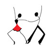 Dancing man and woman, stick figure