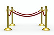 Gold stanchions on white background. Isolated 3D image Gold stanchions on white background. Isolated 3D image