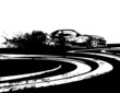 Car on drifting. Vector illustration.