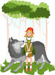 Little red riding hood with wolf