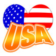 USA golden plate with american flag styled heart