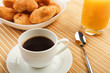 Breakfast coffee and croissants Breakfast coffee and croissants