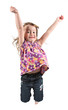 Adorable and happy little girl jumping in air. Adorable and happy little girl jumping in air.