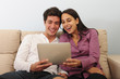 Smiling happy  couple  having fun with