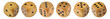 6 Retro wooden dice, all 6 numbers in a row