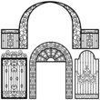 Vector: Entrance Gate Door Fence Vintage Retro Ancient Garden Entrance Gate Door Fence Vintage Retro Ancient Garden