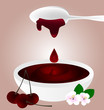 cherry jam and spoon cherry jam and spoon