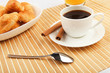 Breakfast coffee and croissants Breakfast coffee and croissants