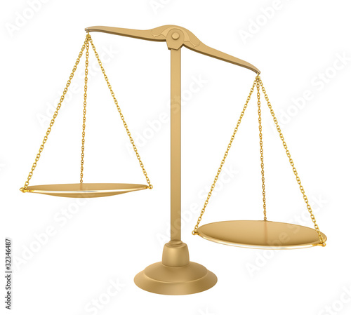 Illustration: Gold balance. Front View Gold balance. Front View