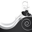 Vektor: Schwarze Herzen mit Welle und Spirale Schwarze Herzen mit Welle und Spirale
