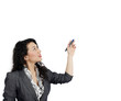 Confident woman presenting information