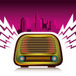 Illustration of colorful retro radio.