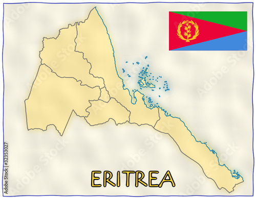 political map of eritrea. Eritrea political division national emblem flag map