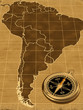Map of South America on the old background