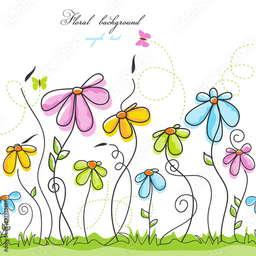 Vektor: Colorful summer floral background Colorful summer floral background