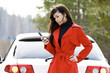 Woman and her damaged car Woman and her damaged car
