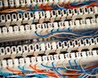 telephone switchboard panel with wires
