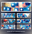 Vector banners.Exploding sphere with American symbols