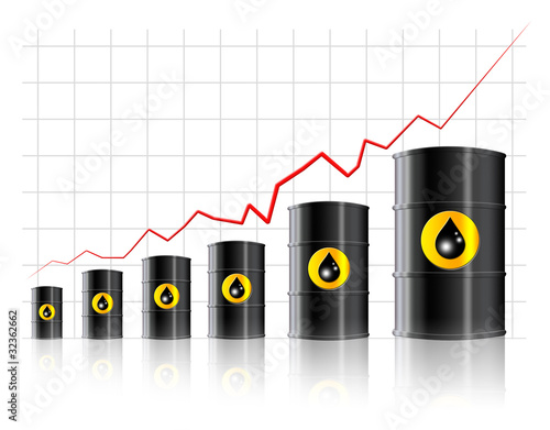 Illustration: Increase of oil prices - Crisis concept Increase of oil prices - Crisis concept
