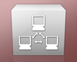 Box-shaped Icon (red b/g) "Network"