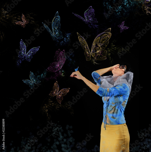 Photo: Woman and butterflies Woman and butterflies