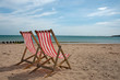 deck chair on beach in Swanage, England