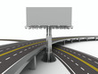Ilustração : asphalted road with billboard. Isolated 3D image asphalted road with billboard. Isolated 3D image