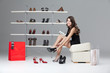 young woman trying on high heels young woman trying on high heels