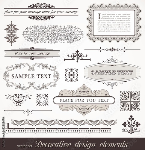Vector: Decorative design elements, page & book decors Decorative design elements, page & book decors