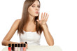 beautiful woman drying nails