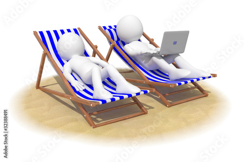 Illustration: Couple sitting in beach chairs Couple sitting in beach chairs