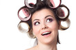 Amazing woman with curles on her hair