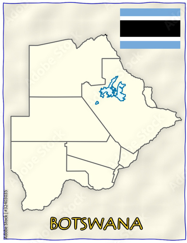Botswana political division national emblem flag map political map of botswana. Botswana political division national emblem flag map