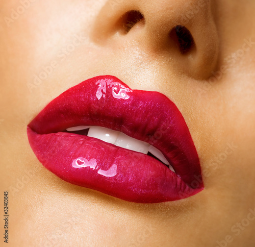 Photo: Sensual mouth. Red lipstick Sensual mouth. Red lipstick