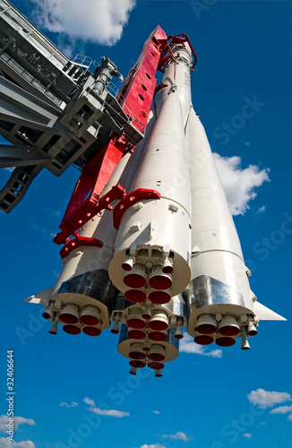 Photo: copy of rocket Vostok in All-Russia exhibition centre in Moscow, copy of rocket Vostok in All-Russia exhibition centre in Moscow,