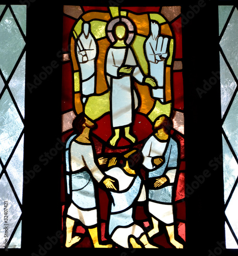 Photo: vitrail...scène biblique vitrail...scène biblique