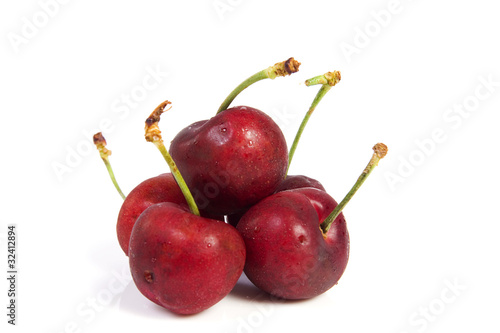 Photo: Red cherry with dewdrops Red cherry with dewdrops