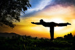 Yoga silhouette virabhadrasana III warior pose