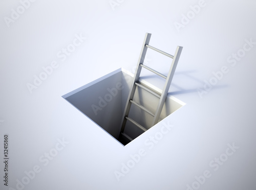 Illustration: A ladder leading from underground A ladder leading from underground
