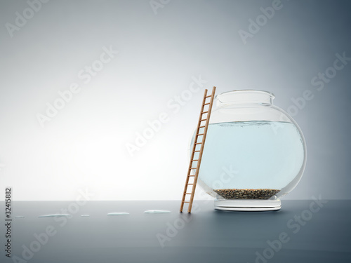 Illustration: Empty fishbole with a ladder Empty fishbole with a ladder
