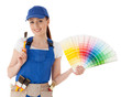 Female construction worker. Female construction worker.