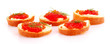 Red caviar and bread isolated on white