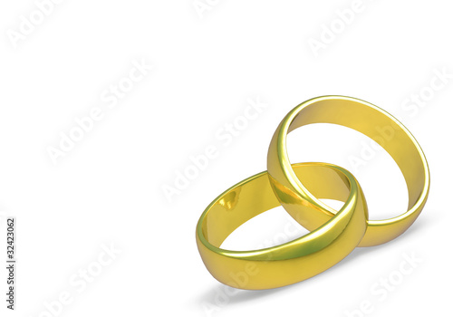 Illustration: 2 goldene Ringe auf weißem Hintergrund 2 goldene Ringe auf weißem Hintergrund