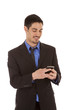 Business man text smile Business man text smile