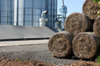 hay bales and silos