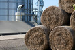 hay bales and silos