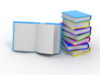 Stack of books on white isolated background