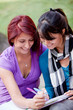 Women studying outdoors