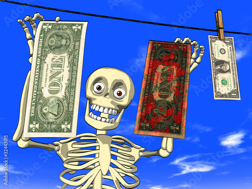 Illustration: Cartoon - money laundering Cartoon - money laundering
