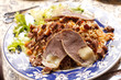 Uzbek national dish - plov with horse meat